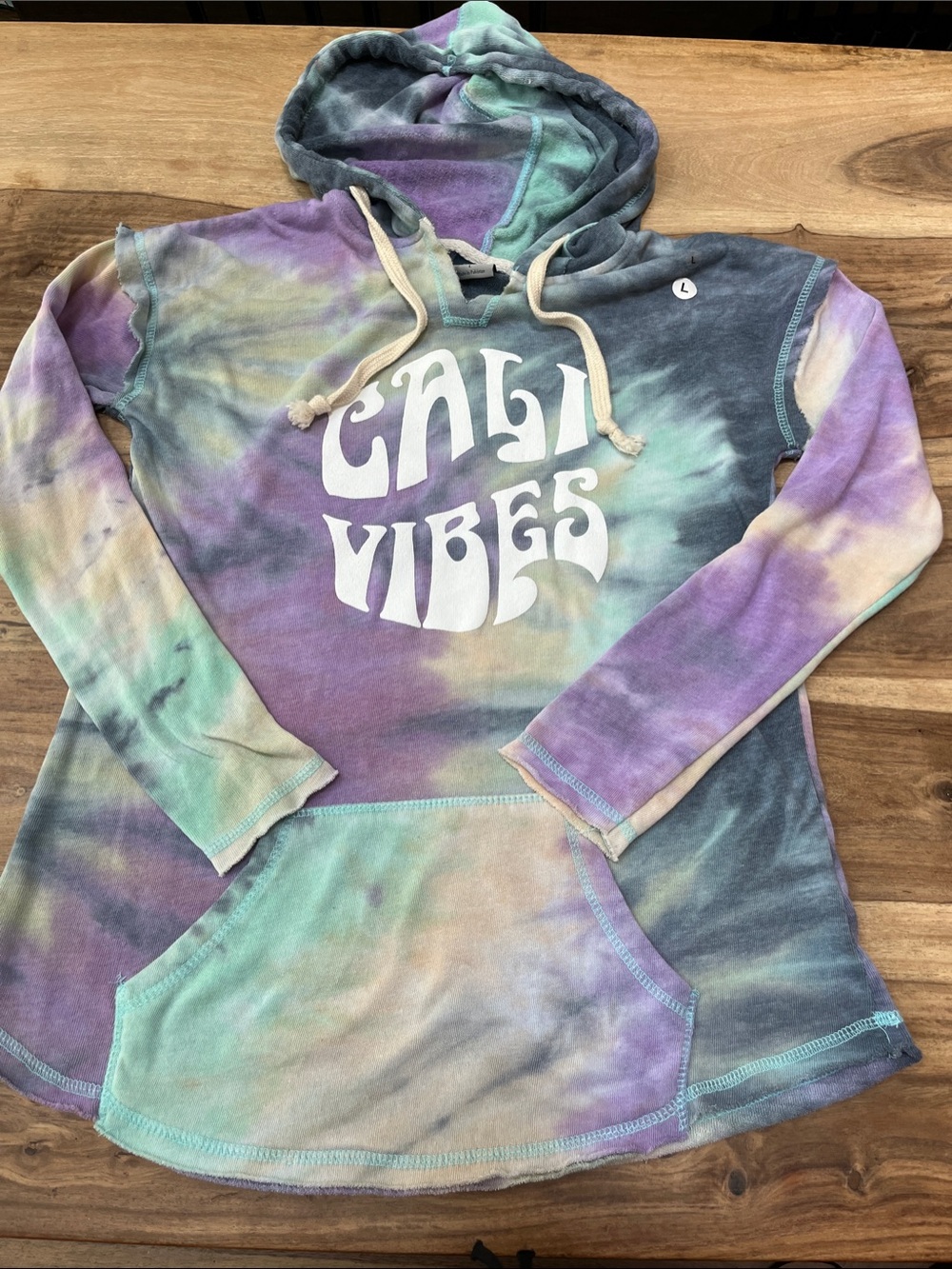 Cali Vibes Tie-Dye Hoodie Pullover - Multicolor - Picture 2 of 8